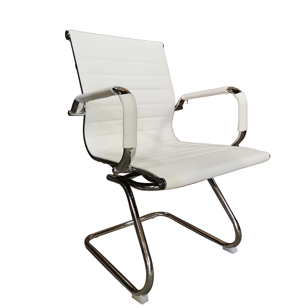 Cadeira Eames Diretor Fixa Cromada – Branca