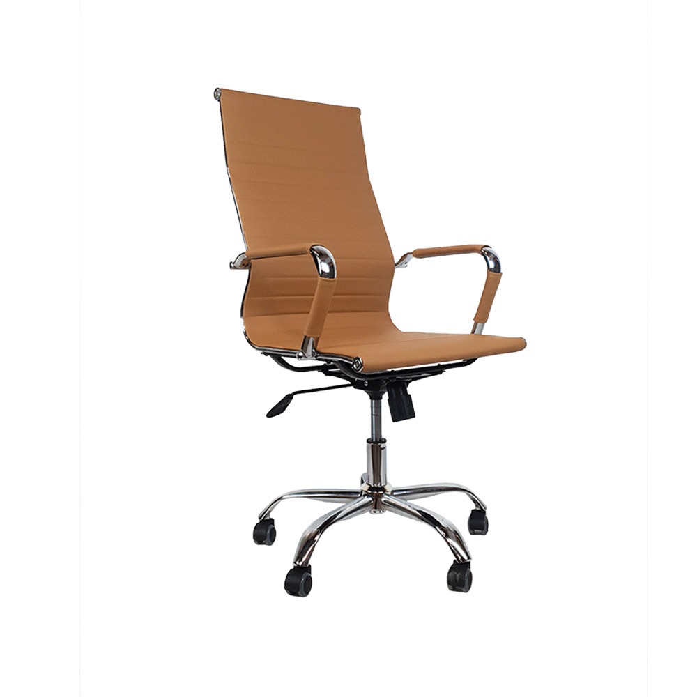 Cadeira Presidente Eames Office Cromada – Caramelo